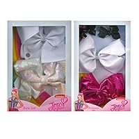 Mozlly Value Pack - Nickelodeon JoJo Siwa Satin Metallic and Sequin Large and Mini Assorted Hair Bow Box Sets - Includes Pink, Black and White - Elastic Ponys - Girls Accessories(2 Items)