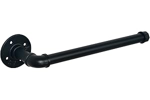 HouseAid Industrial Pipe Paper Towel Holder for Kitchen, Vintage Style Heavy Duty DIY Rustic Paper Towel Rack, Wall Mount, Matte Black