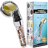 Vitamin C Filter Shower Head with Hose & Replacement Filters - Filtered Shower Head - Hard Water Softener - Chlorine & Flouride Filter - Universal Shower System - Helps Dry Skin & Hair Loss
