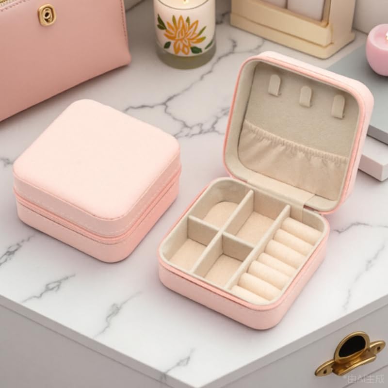 Photo 1 of Travel Jewelry Organizer for Women – Portable Jewelry Case with Multi-Compartment Storage for Earrings, Necklaces, Rings & Bracelets (Mini, Lightweight)