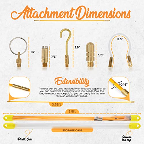 RamPro 33' Fiberglass Fish Tape Wire Puller Flexible Wire Puller