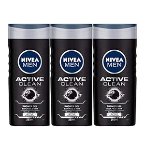 Nivea Men Active Clean Shower Gel, 250ml (Pack of 3)