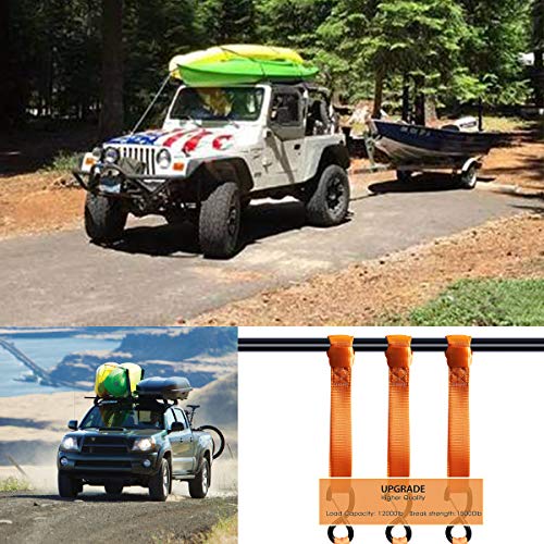 JCHL Soft Loops Tie Down Straps (4pk) 12,000lbs Max Strength 18"X1.7" Heavy Duty Motorcycle Tie Downs for use with Ratchet Strap - Secure Trailering of Motorcycles, Kayak, Jeep, ATV, UTV - Thumbnail 5