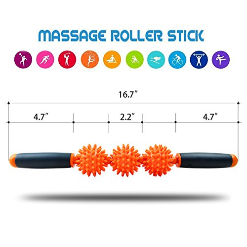 Muscle Roller Stick丨Ergonomically-designed, Great for Muscles丨Fascia Cellulite Blaster Remover Muscle Roller,Fat Blaster Stick | For Back Pain Relief, Sore Neck, Tight Back - M&H (Orange)