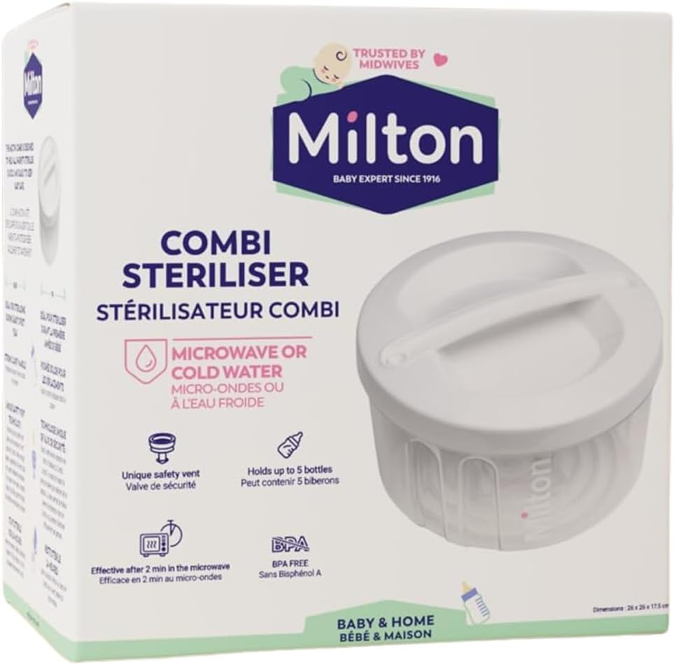 Milton Combi Steriliser 5 Litre 24 Hour Cold or Microwave 5 Wide Neck Bottles