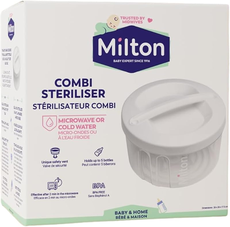 Milton Combi Steriliser 5 Litre 24 Hour Cold or Microwave 5 Wide Neck Bottles