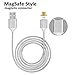 [Upgraded Version] Fantany Magnetic Micro USB Charger Braided Fast Cable, Reversible Detachable Design Cord with LED Indicator Adapter for Android Samsung HTC Huawei Moto LG 3 Ft Silver Mm1