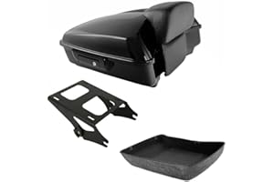 TCMT Chopped Black Latches Trunk Backrest Pad 2 Up Mount Rack Fit For Harley 2014-2025 Touring CVO Road King Road Glide Street Glide Electra Glide Pack