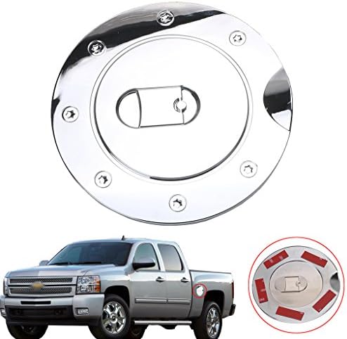 Gas Cap Cover For Chevy Silverado 1500/2500 / 3500 2007-2013 (1set Fuel Tank Cover; Triple Chrome Plated ABS; install replacement)
