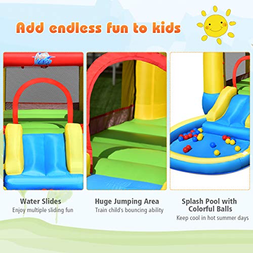 HONEY JOY Inflatable Water Slide, Toddler Water Bounce House Bouncy