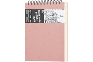 WANSHUI 8.3" x 5.8" Mixed Media Sketchbook, Top Spiral Bound Art Journal Sketchbook, 60 Sheets 92LB/150 GSM Acid-Free Neutral White Drawing Paper for Adults Beginners Artists.Pink