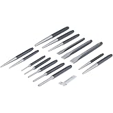 OTC 4600 16-Piece Punch &amp; Chisel Set with Storage Tray | Includes Heat-Treated Chrome Vanadium Steel Cold Chisels and Center, Pin and Taper Punches