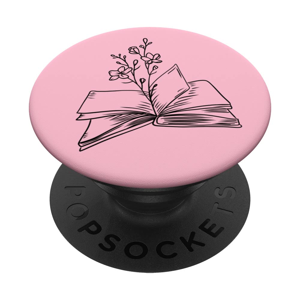 Floral Flower Book Reading Bookworm Nerd Growing Literature PopSockets Swappable PopGrip