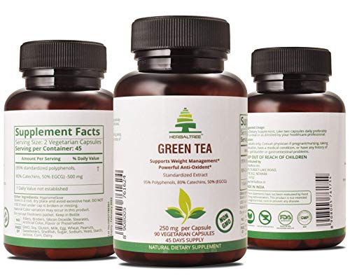 Premium Green Tea 90 Veg Capsules| 500 mg with 50% EGCG | Antioxidants & Polyphenols for Immune System - for Weight Loss & Energy| |Metabolism Boost - Natural Diet Pills Polyphenols for Immune System*