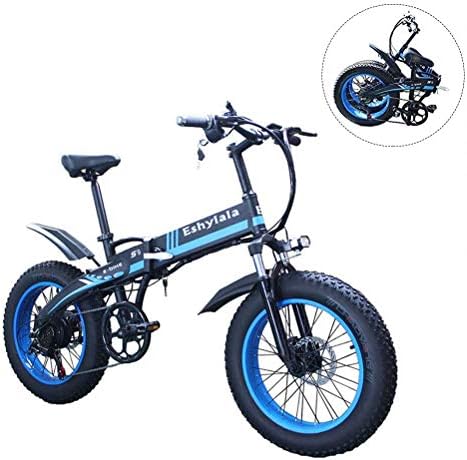 KEANTY 20" Folding Electric Mountain Bike, Fat Tire Electric Bike Beach Snow Mountain Bicycle with 36V/10AH Large Capacity Lithium Battery and Two Cycling Modes