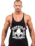 Moge Mens Blank Y Back Train Bodybuilding Gym Stringer Vest  Tank Top(FBA)