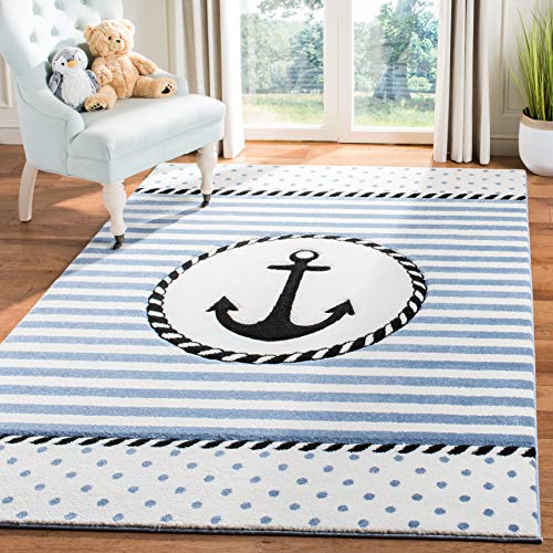 Safavieh CRK124A-4 Carousel Kids Collection CRK124A Ivory and Navy Area (4' x 6') Rug