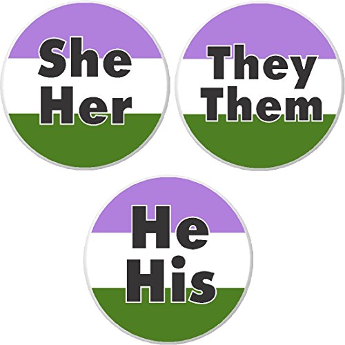Set 3 Pronouns Genderqueer Non-Binary Expansive Flag 1.25â€ Pinback Buttons Pins