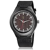 CUCOL Wood Watch Black Sandalwood Natural Wooden Watches Genuine Leather Band