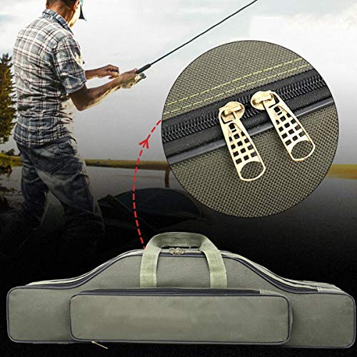 DHTOMC Angelkasten Tasche Fischen 2/3 Schichten Angelrutentasche Tasche for 2-3 Gebildet Angelruten & Reel Grün Angeln… – Bild 4