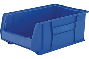 Akro-Mils 30281 Super-Size AkroBins Plastic Storage Bins, Space-Saving Stackable Bins for Garage Organization Bins, Classroom Organization, Warehouses, 20-Inch L x 12-Inch W x 8-Inch H, Blue, 3-Pack