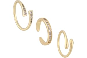 Mikovivi 3pcs Toe Rings, 3 Styles Gold Filled Hug and CZ Open Toe Rings Adjustable Portable Summer Beach Foot Jewelry Fashion