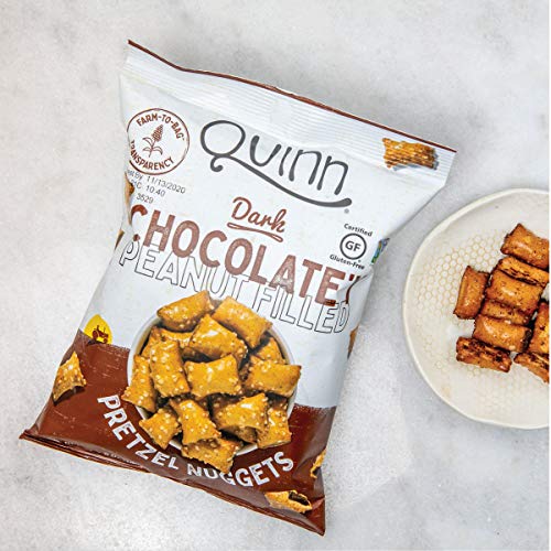 Quinn Dark Chocolate'y Peanut Butter Filled Pretzel Nuggets, Gluten Free, Corn Free, Soy Free, Dairy Free & Vegan Friendly, Non-GMO, 6.5 oz - 8 Bags