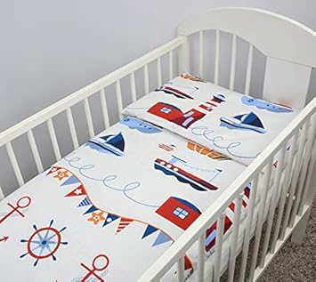 4 Piece Toddler Kids Cot Bed Set 135x100 Cm Duvet Pillow Duvet