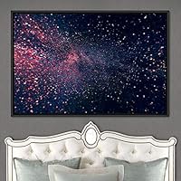 Framed Canvas Wall Art Galaxy Stars Aerial Astronomy & Space Dramatic Global Green Photography Realism Stars - 16x24 inches