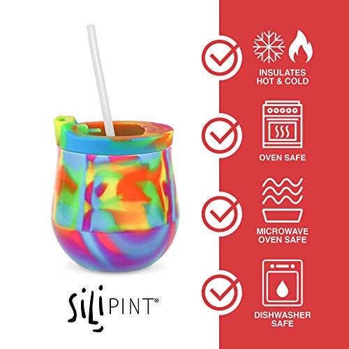 Silipint-Silicone-Unbreakable-Wine-Glass-2-Pack-Tumblers-with-Lids-and-Straws-Reusable-Shatterproof-Wine-Tumblers-Silicone-Stemless-Wine-Cups-Guaranteed-for-Life-2-Pack-Sea-Swirl-Hippy-Hop