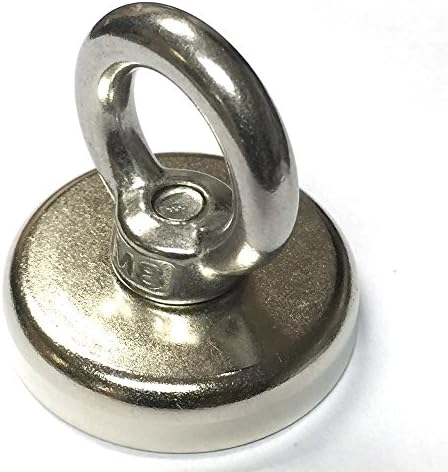 110 LBS Pulling Force Super Powerful Round Neodymium Magnet with Countersunk Hole and Eyebolt Diameter 1.89INCH(48mm) for Salvage in River or Fishing