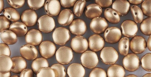 Pale Gold Bronze Preciosa Czech Glass Candy Beads 8mm 2-Hole Cabochon