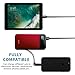 Solove 20000mAh Power Banks Portable Charger Built-in Cable Lightning Adapter Dual Output External Battery Pack with LED Display for iPhone, Android Phones,Different Electronic Devices (Red)