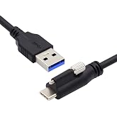 CY USB 3.1 Type-C Locking to USB3.0 Type-A Data Power Cable for Camera with Single Panel Mount Screw Connector (300CM)