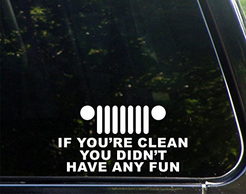 If You're Clean You Didn't Have Any Fun - 7 1/2"x 4" - Vinyl Die Cut Decal / Bumper Sticker For Windows, Trucks, Cars, Laptops, Macbooks, Etc.
