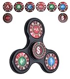 Spinner Fidget Toy,Laser Fine Print Stress Reducer Portable Tri-Spinner Anti-Anxiety 360 Spinner Relieves ADHD Anxiety EDC Hand Spinner,Drop Test,Mute Bearing(Charm of Black)