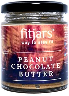 FITJARS Peanut Butter with Chocolate(Cocoa Powder)-400 G (200 ge X Pack of 2). Crunchy Butter,Nut Butter ,Bread Spread )