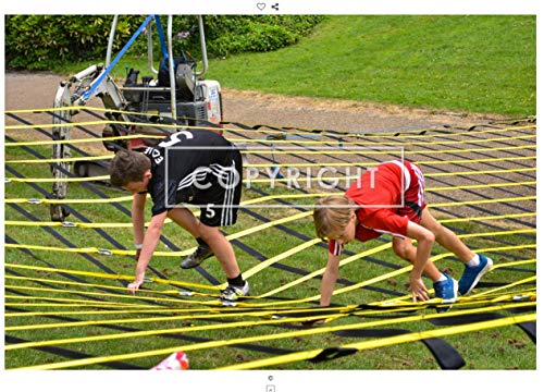 FONG 8 ft X 4 ft Climbing Cargo Net Yellow- Swing Set Accessories - Indoor Climbing net - Outdoor Playground Swing, Belt Swing, Playground Hanging Step Ladder