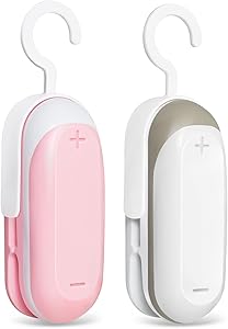 Mini Bag Sealer, 2 Pack Plastic Bag Resealer for Food Storage, Portable Food Sealer for Chip Bag, Handheld Heat Vacuum Sealer 2 in 1 Mini Sealer and Cutter for Kitchen, Picnic, Camping
