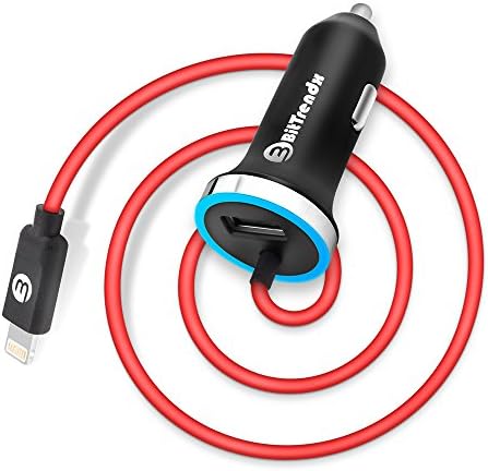 BitTrendx, Dual Fast iPhone 8 Car Charger 4.8A/24W Smart Apple Lightning With LED Indicator for iPhone X 8 Plus 7 Plus 6S Plus SE 6 Plus 5 5S 5c iPad Pro Air Mini 2 3 4 and Extra USB (Black)