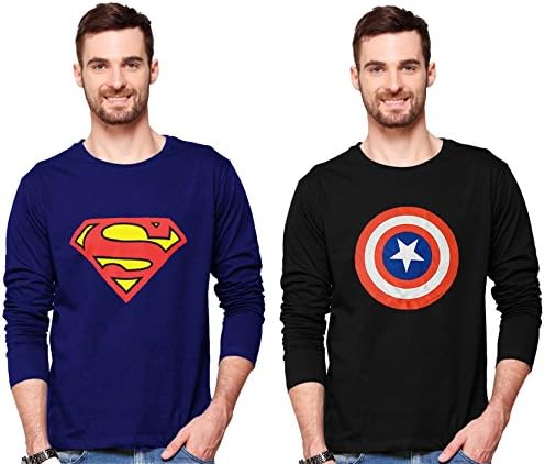 Smartees Men's Cotton Printed Full Sleeve Tshirt Combo Pack of 2