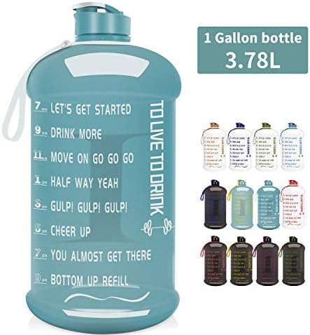 Dishwasher Safe 1 Gallon/ 2.2L/1.3L Big Reusable Sports Water Bottle with Motivational Time Marker Water Jug Container Large Water Canteen BPA Free Leak-proof for Gym Fitness Athletic