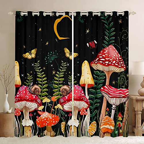 Feelyou Kids Room Decor Mushroom Window Curtains Bedroom Living Natural Wild Fungus Curtains Kids Room Decor Boys Girls Botanical Plants Window Drapes Butterfly Window Treatments 42W X 90L,2 Panels at Amazon