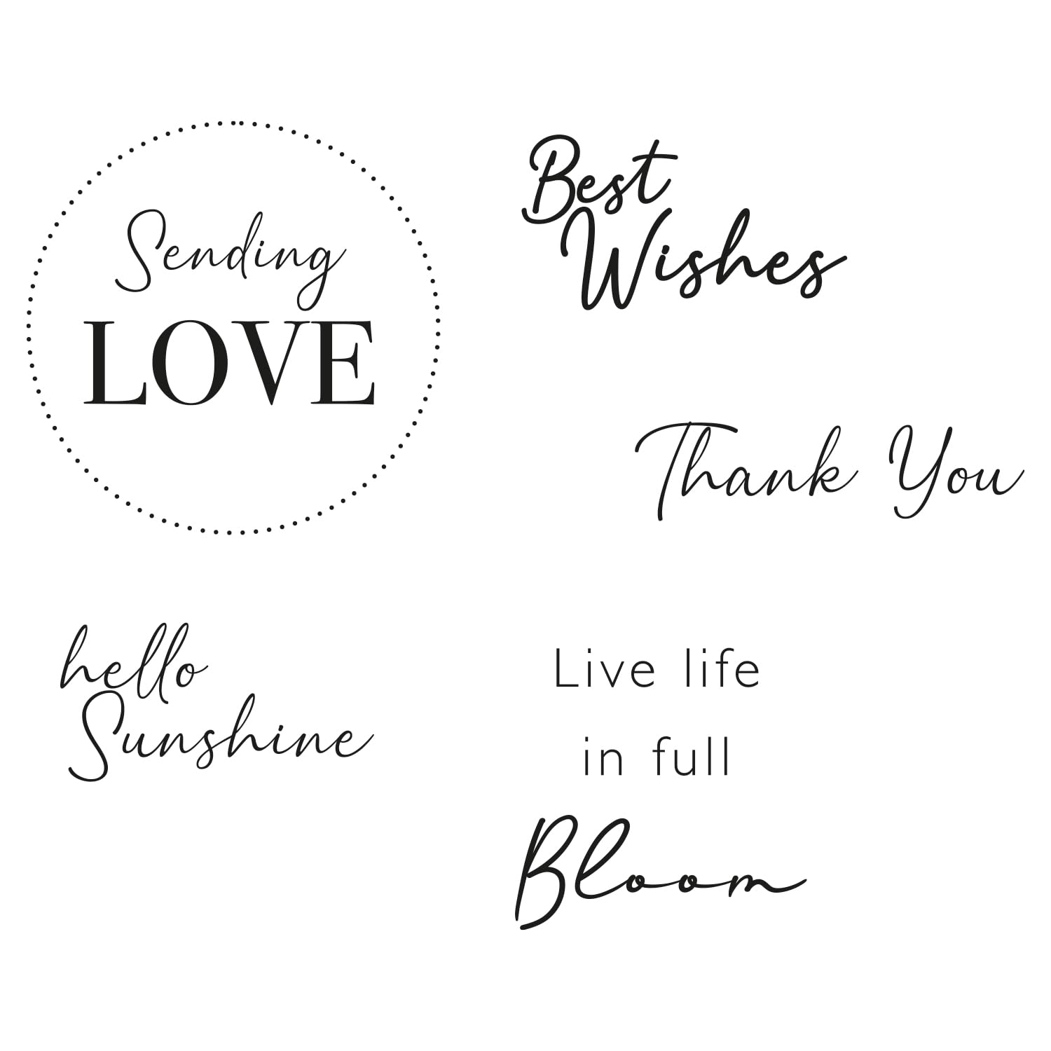 Sizzix Clear 6PK Everyday Wishes | 665716 | Rubber Stamp Set for Cardmaking, Scrapbooking & Papercraft, One Size