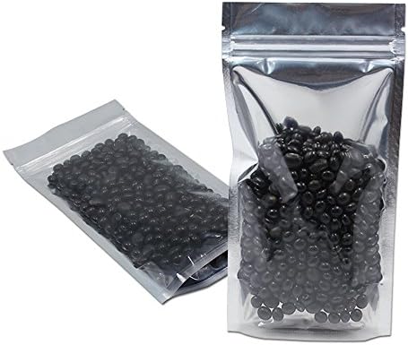 50 Pcs 4.7x6.7 inches Resealable Clear Front Mylar Foil Food Grade Pouches Stand Up Alone Zipper Bags Heat Seal Smell Proof Aluminum Foil Packaging Lotion Bath Salt Save Wrapping