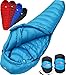 Hyke & Byke Quandary 15°F Cold Weather Mummy Hiking & Backpacking Sleeping Bag - Duck Down 650 FP 3 Season Sleeping Bags for Adults - Ultralight with Compression Stuff Sack (Light Blue, Long)