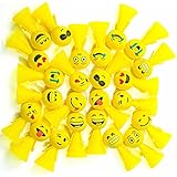 PROLOSO Jumping Emoji Popper Spring Launchers Toy Bouncy Ball For Kids Party Favors Supplies (24 Pieces)