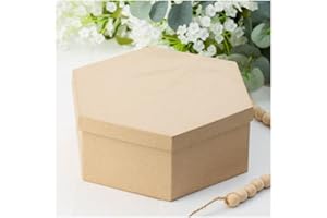 FACTORY DIRECT CRAFT Pack of 4 Paper Mache Hexagon Boxes - Blank Premade Papier Mache Hexagon Shaped Cardboard Craft Boxes with Lids for Gifts, Candies and More. Decorate or Leave As Is (7" x 7" x 3")