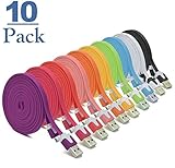 Josi Minea 10 Pcs Flat Tangle Free Premium Micro USB Cables 3 Feet / 1 Meter Charger Sync Data Rapid Charging Cable Cord Wire for Samsung Galaxy S6/S5/S4/S3 Android/Windows Phone & Tablets [10 Pack]