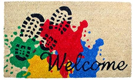 Jambo Mats Welcome Doormat - 18 x 30 Natural Coir Indoor Outdoor Front Door Rug with Non Slip Rubber Backing - Elegant Inside Outside Entrance Mat - Heavy Duty Door Mat for Entry Way, Porch, Garage